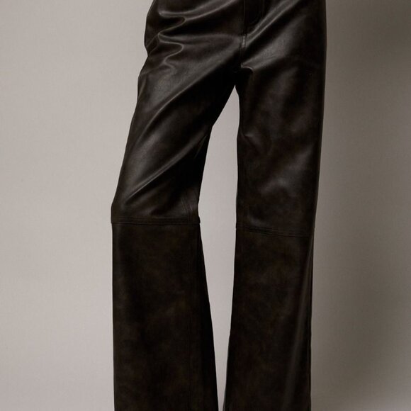 Wide Leg Faux Leather Pants - Picture 2 of 7